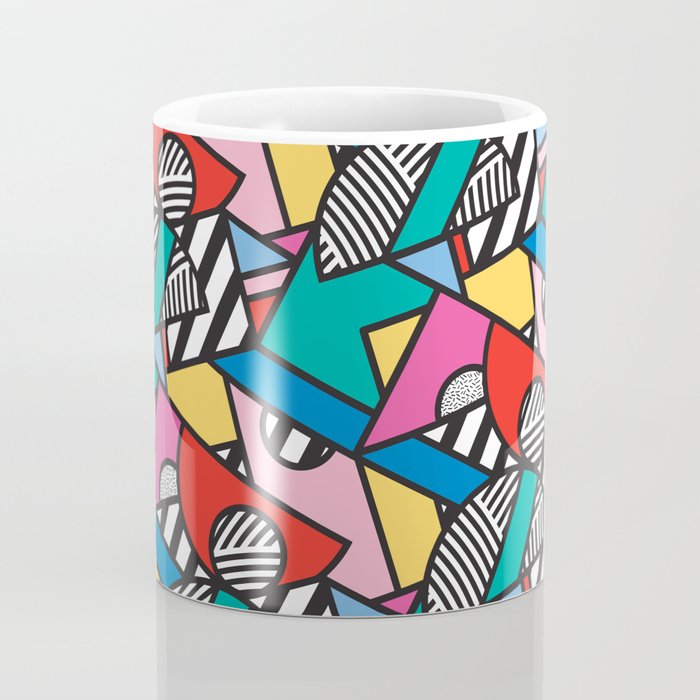 Colorful Memphis Milano Modern Geometric Shapes - 80s 90s retro electroclash pop art Aztec Coffee Mug Gallery Image 4