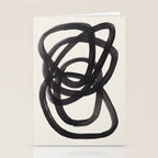 Mid Century Modern Minimalist Abstract Art Brush Strokes Black & White Ink Art Spiral Circles Stationery Card Gallery Image 2