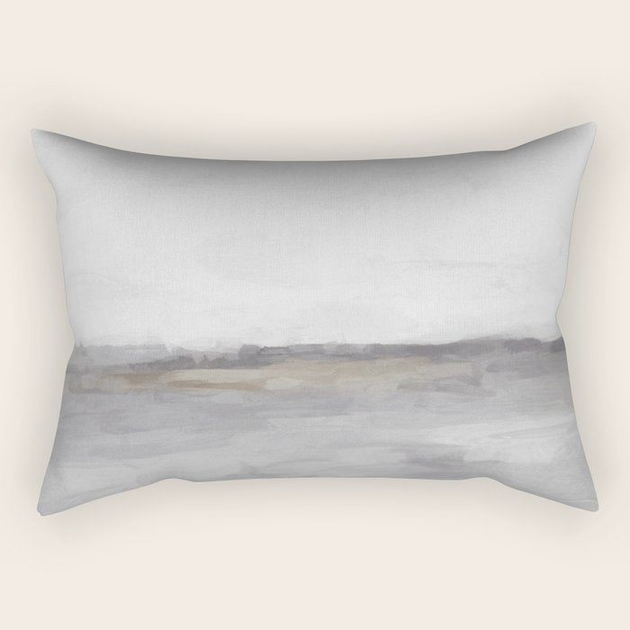Cloudy Horizon I - Light & Dark Gray with Gold Charcoal Grey Abstract Painting, Modern Wall Art, Rectangular Pillow Gallery Image 1