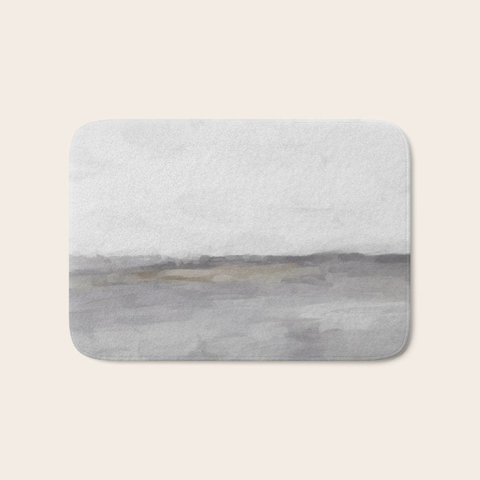 Cloudy Horizon I - Light & Dark Gray with Gold Charcoal Grey Abstract Painting, Modern Wall Art, Bath Mat Gallery Image 1