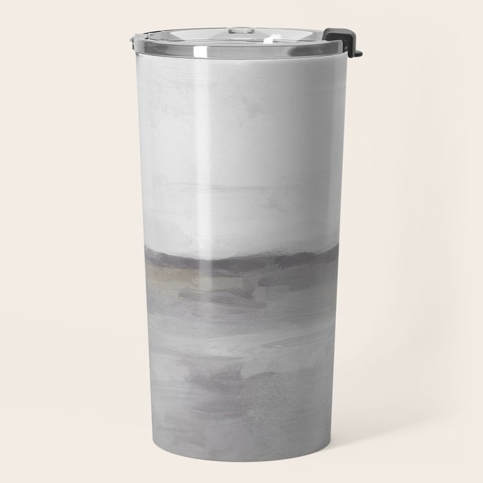Cloudy Horizon I - Light & Dark Gray with Gold Charcoal Grey Abstract Painting, Modern Wall Art, Travel Mug Gallery Image 2