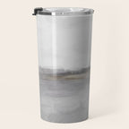 Cloudy Horizon I - Light & Dark Gray with Gold Charcoal Grey Abstract Painting, Modern Wall Art, Travel Mug Gallery Image 3