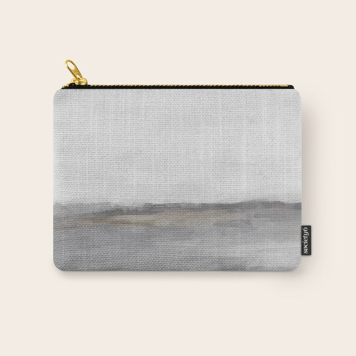 Cloudy Horizon I - Light & Dark Gray with Gold Charcoal Grey Abstract Painting, Modern Wall Art, Carry All Pouch Gallery Image 1