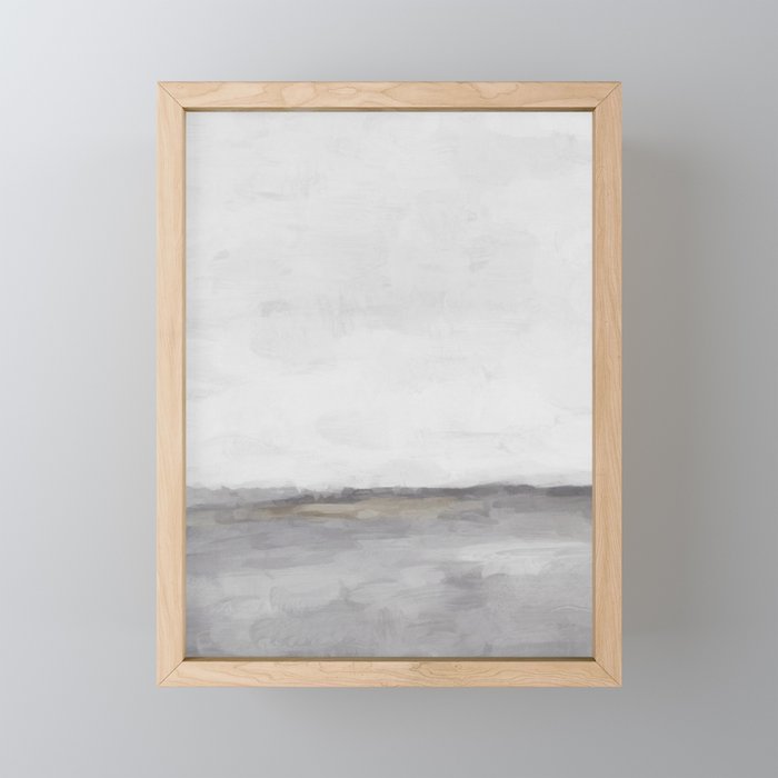 Cloudy Horizon I - Light & Dark Gray with Gold Charcoal Grey Abstract Painting, Modern Wall Art, Mini Art Print Gallery Image 1