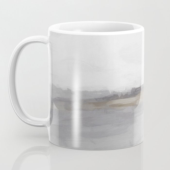Cloudy Horizon I - Light & Dark Gray with Gold Charcoal Grey Abstract Painting, Modern Wall Art, Coffee Mug Gallery Image 3