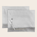 Cloudy Horizon I - Light & Dark Gray with Gold Charcoal Grey Abstract Painting, Modern Wall Art, Placemat Gallery Image 1