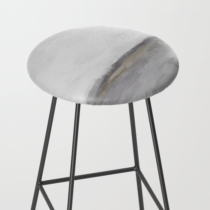 Cloudy Horizon I - Light & Dark Gray with Gold Charcoal Grey Abstract Painting, Modern Wall Art, Stool Gallery Image 2