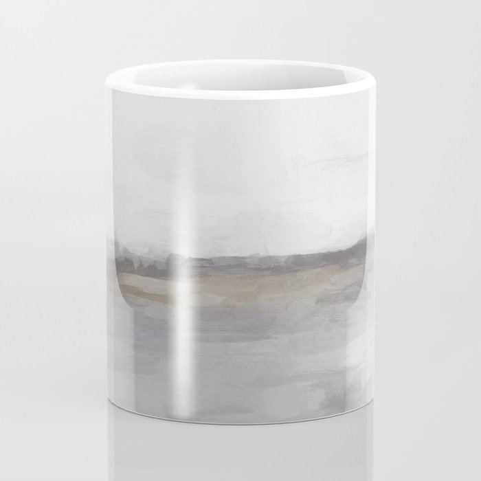 Cloudy Horizon I - Light & Dark Gray with Gold Charcoal Grey Abstract Painting, Modern Wall Art, Coffee Mug Gallery Image 4