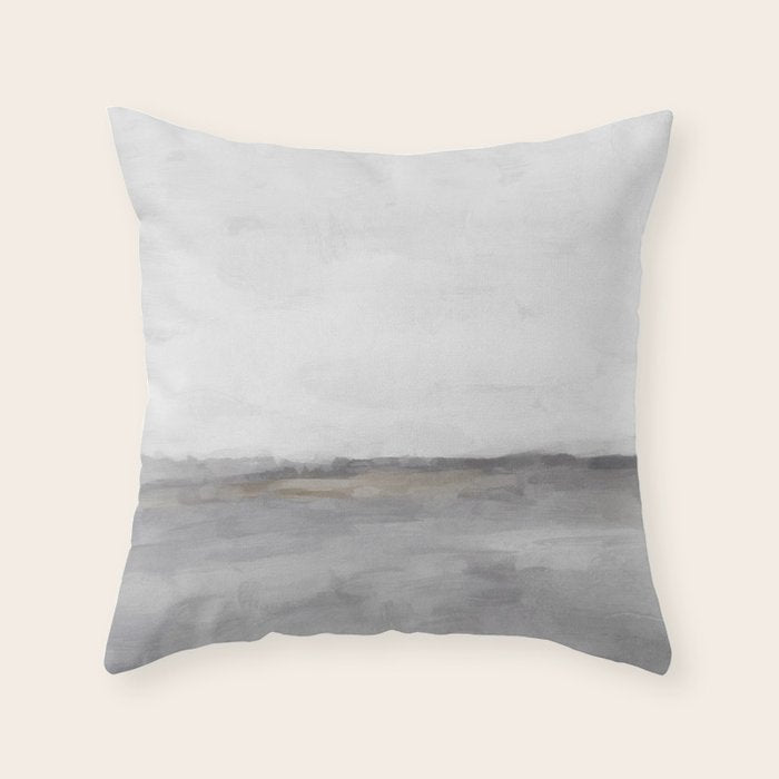 Cloudy Horizon I - Light & Dark Gray with Gold Charcoal Grey Abstract Painting, Modern Wall Art, Throw Pillow Gallery Image 6