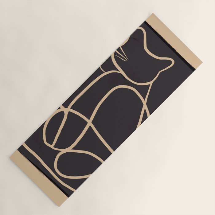 Abstract Line Art Cat Yoga Mat Gallery Image 1