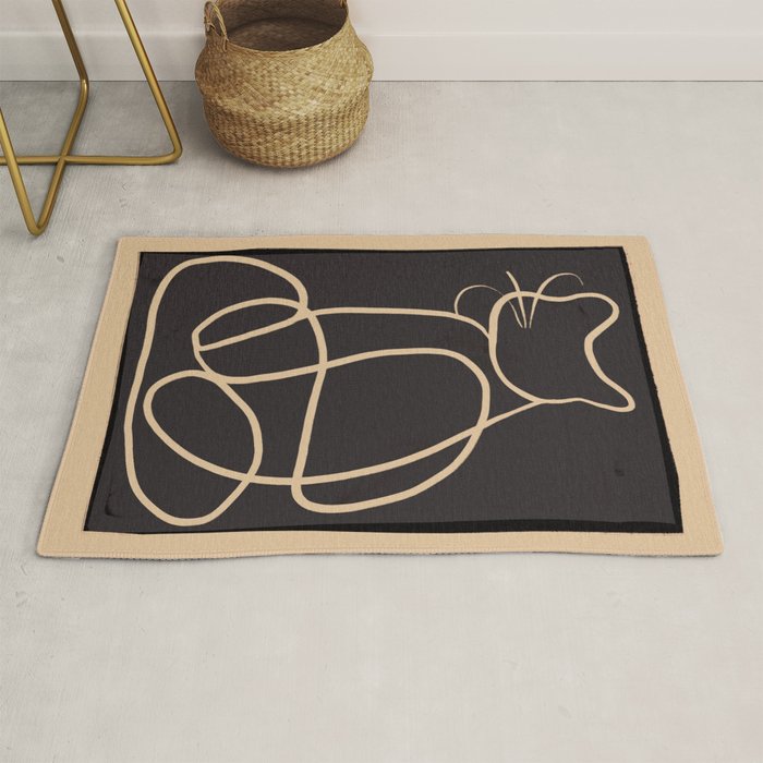 Abstract Line Art Cat Rug Gallery Image 1