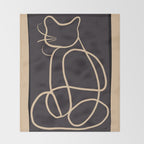 Abstract Line Art Cat Throw Blanket Gallery Image 2