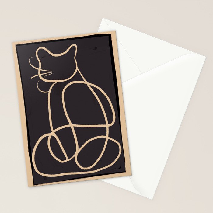 Abstract Line Art Cat Stationery Card Gallery Image 2
