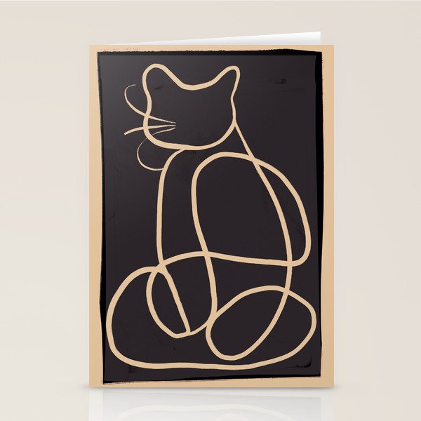 Abstract Line Art Cat Stationery Card Gallery Image 2