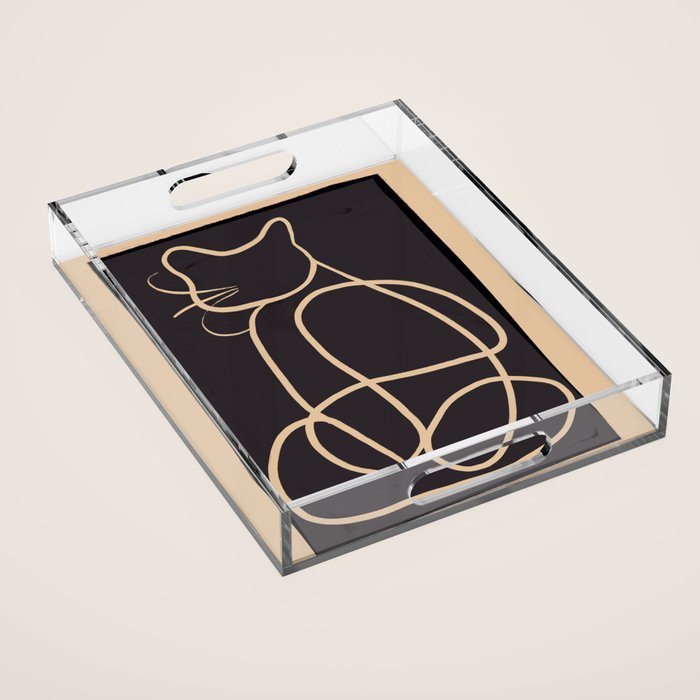 Abstract Line Art Cat Acrylic Tray Gallery Image 1