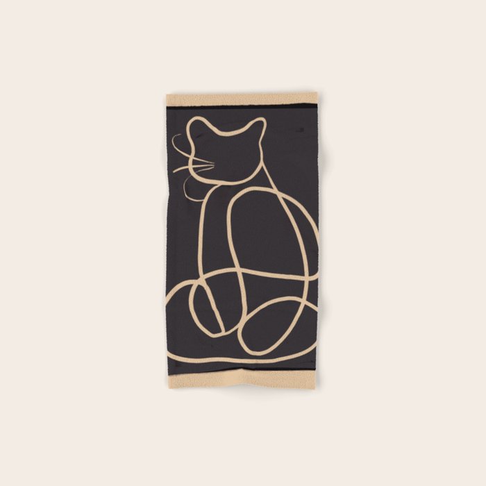Abstract Line Art Cat Bath Towel Gallery Image 1
