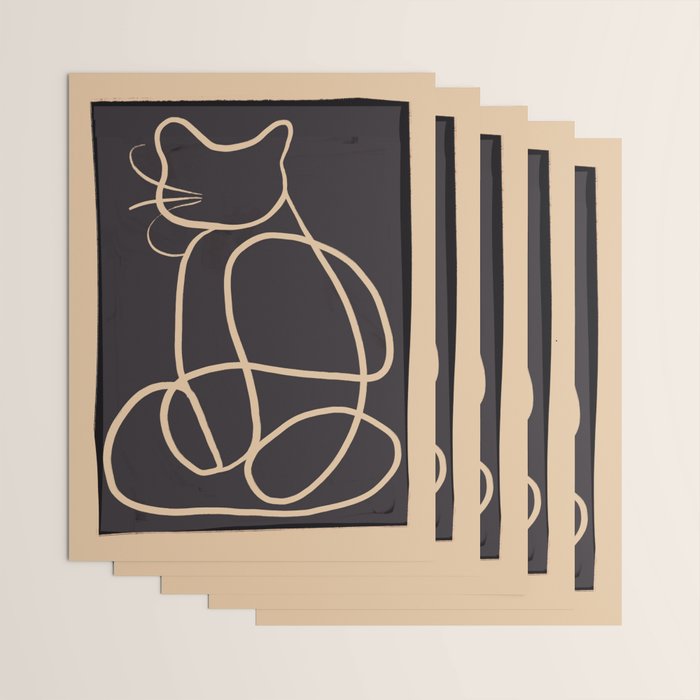Abstract Line Art Cat Wrapping Paper Gallery Image 3
