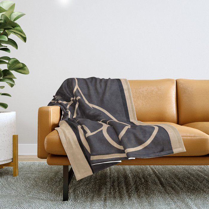 Abstract Line Art Cat Throw Blanket Gallery Image 1