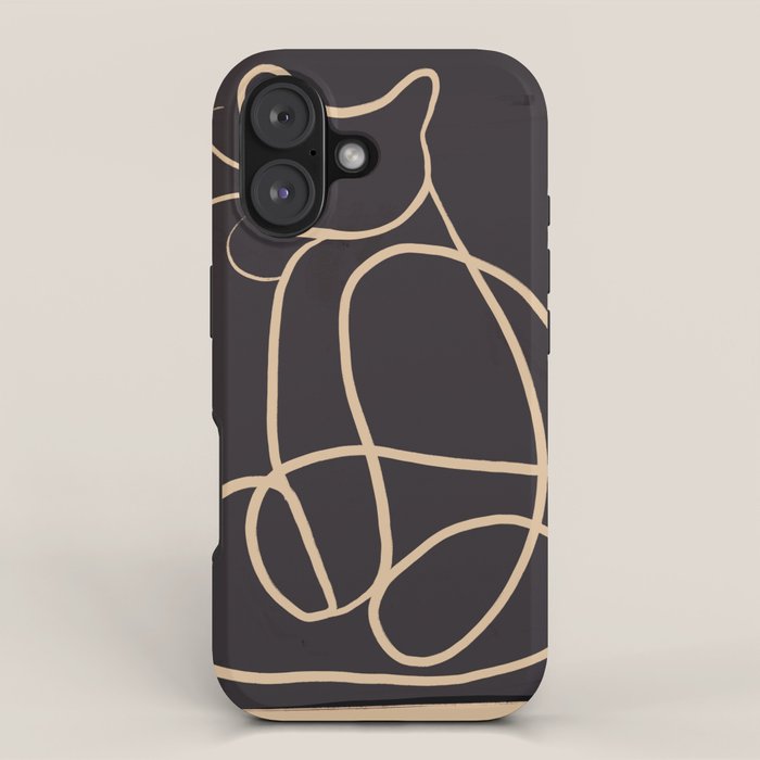 Abstract Line Art Cat iPhone Case Gallery Image 1