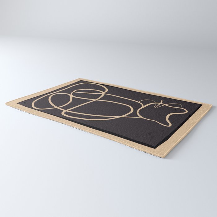 Abstract Line Art Cat Rug Gallery Image 3