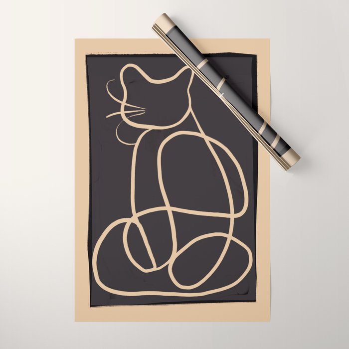 Abstract Line Art Cat Wrapping Paper Gallery Image 1