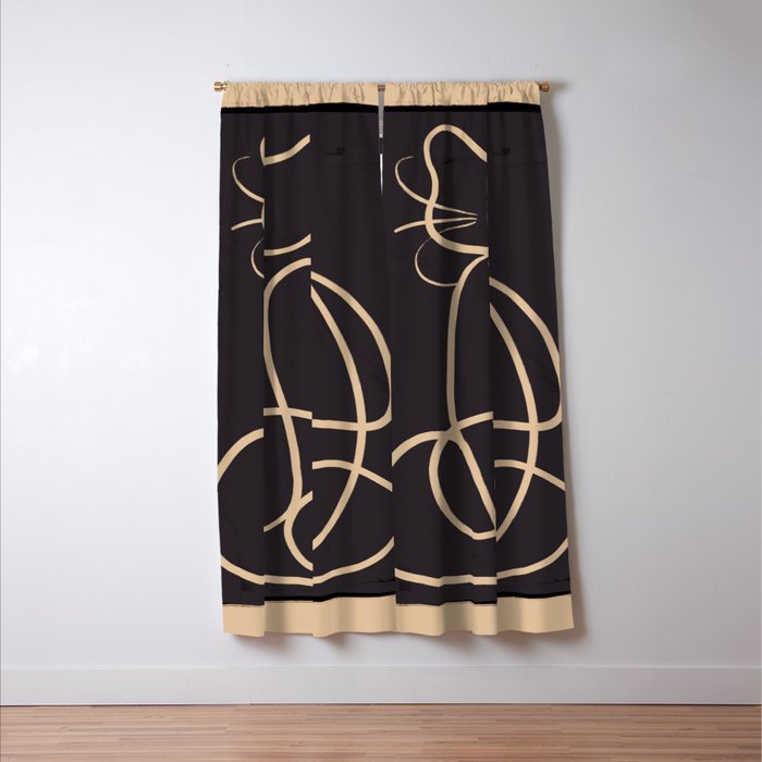Abstract Line Art Cat Window Curtain Gallery Image 3