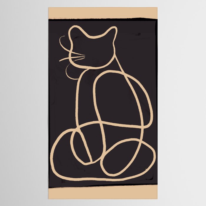 Abstract Line Art Cat Tablecloth Gallery Image 2