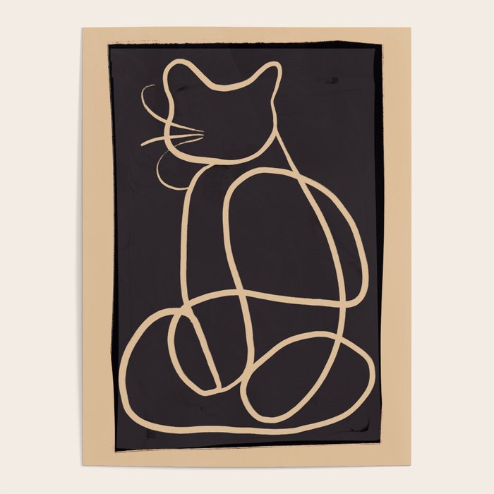 Abstract Line Art Cat Poster Gallery Image 4