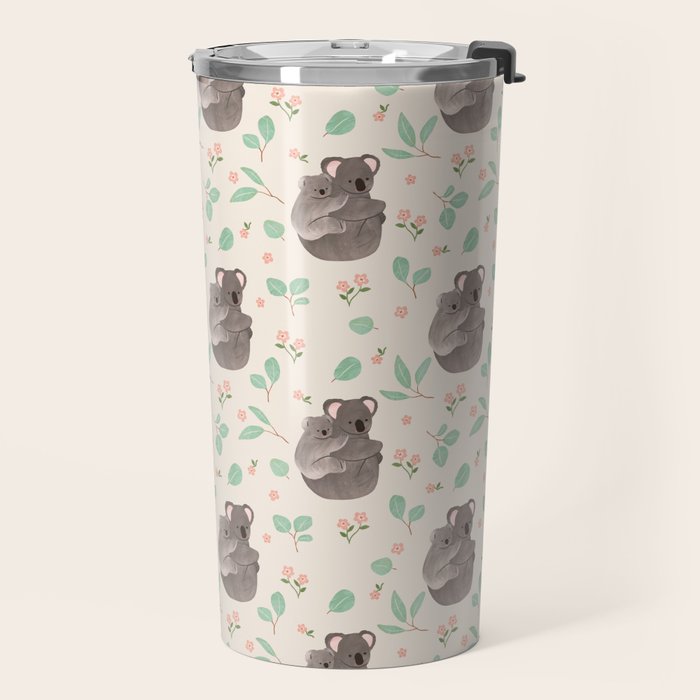 Koala and Eucalyptus Pattern Travel Mug Gallery Image 2