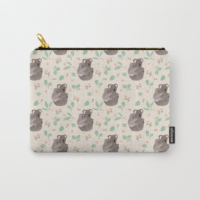 Koala and Eucalyptus Pattern Carry All Pouch Gallery Image 1