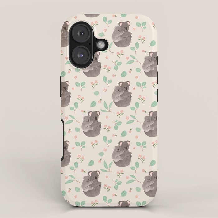 Koala and Eucalyptus Pattern iPhone Case Gallery Image 1