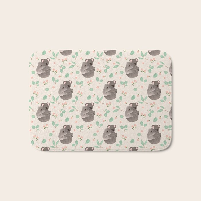 Koala and Eucalyptus Pattern Bath Mat Gallery Image 1