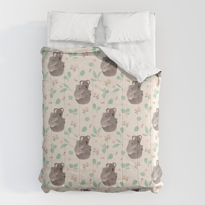 Koala and Eucalyptus Pattern Comforter Gallery Image 1