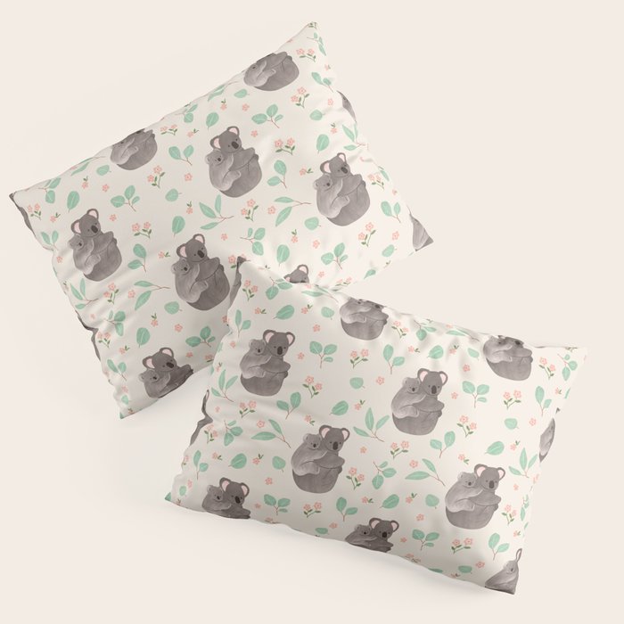 Koala and Eucalyptus Pattern Pillow Sham Gallery Image 3