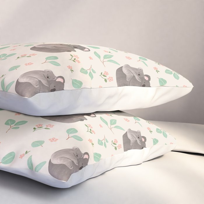 Koala and Eucalyptus Pattern Pillow Sham Gallery Image 3