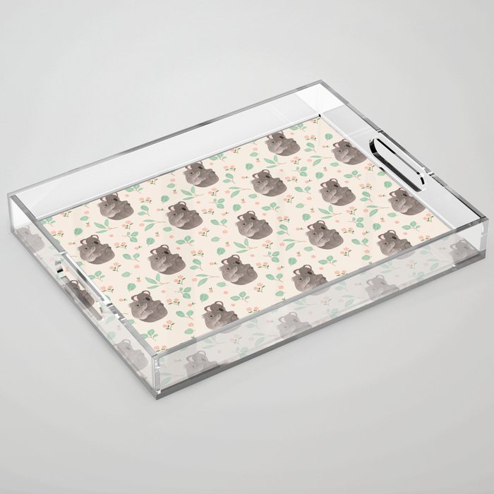 Koala and Eucalyptus Pattern Acrylic Tray Gallery Image 1