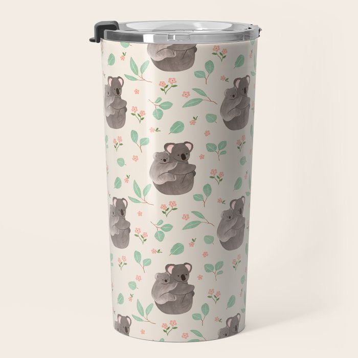 Koala and Eucalyptus Pattern Travel Mug Gallery Image 3