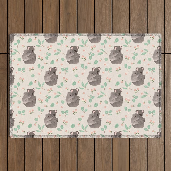 Koala and Eucalyptus Pattern Outdoor Rug Gallery Image 1