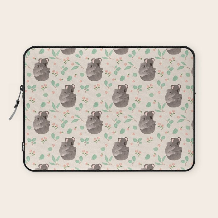 Koala and Eucalyptus Pattern Laptop Sleeve Gallery Image 1