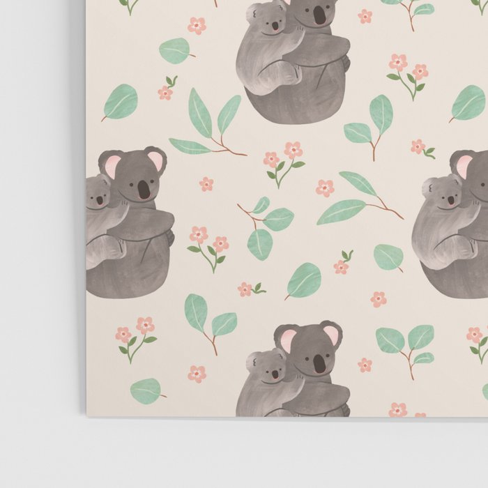 Koala and Eucalyptus Pattern Poster Gallery Image 3