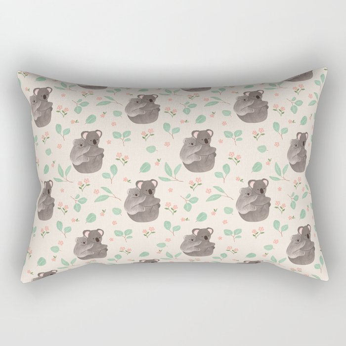 Koala and Eucalyptus Pattern Rectangular Pillow Gallery Image 2