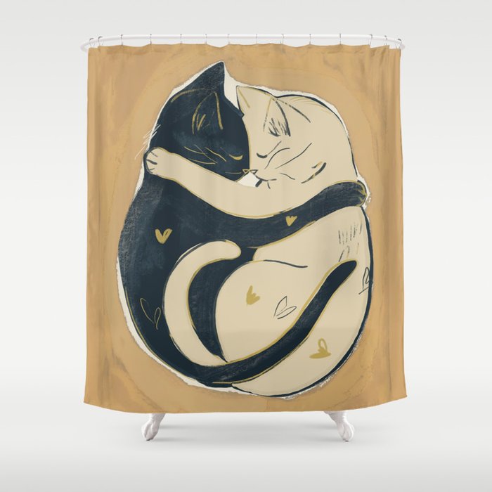 Cats In Love 2 Shower Curtain Gallery Image 1