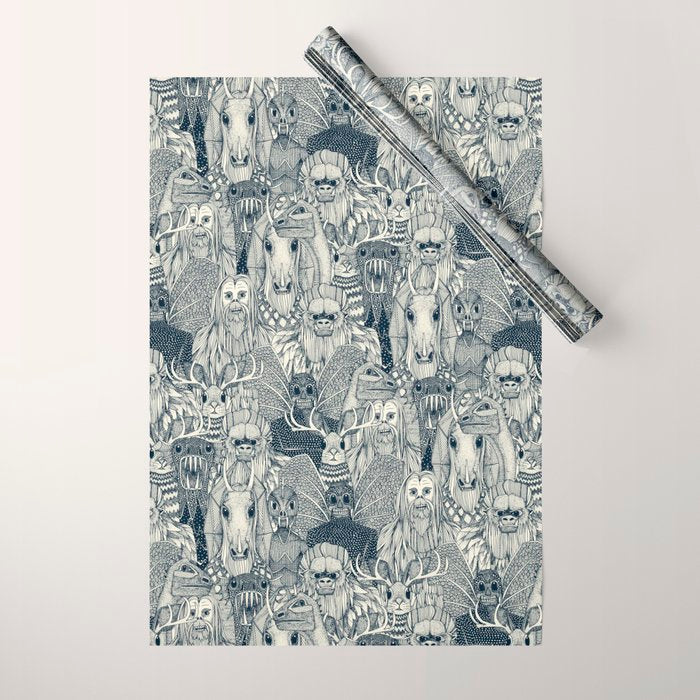cryptid crowd indigo pearl Wrapping Paper Gallery Image 1