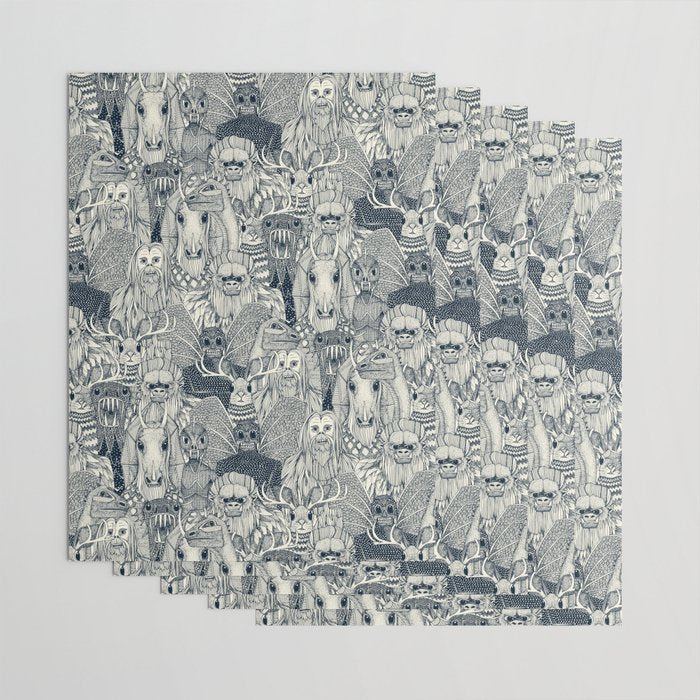 cryptid crowd indigo pearl Wrapping Paper Gallery Image 3