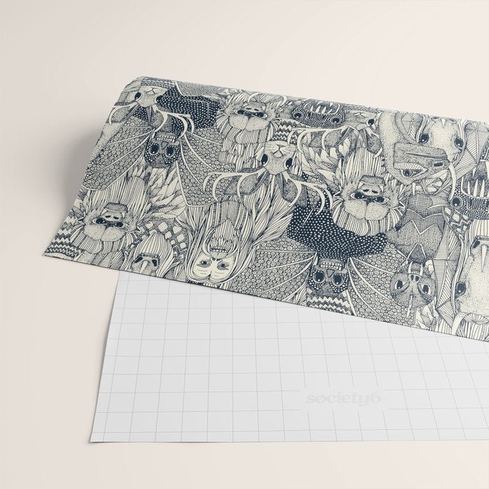 cryptid crowd indigo pearl Wrapping Paper Gallery Image 2