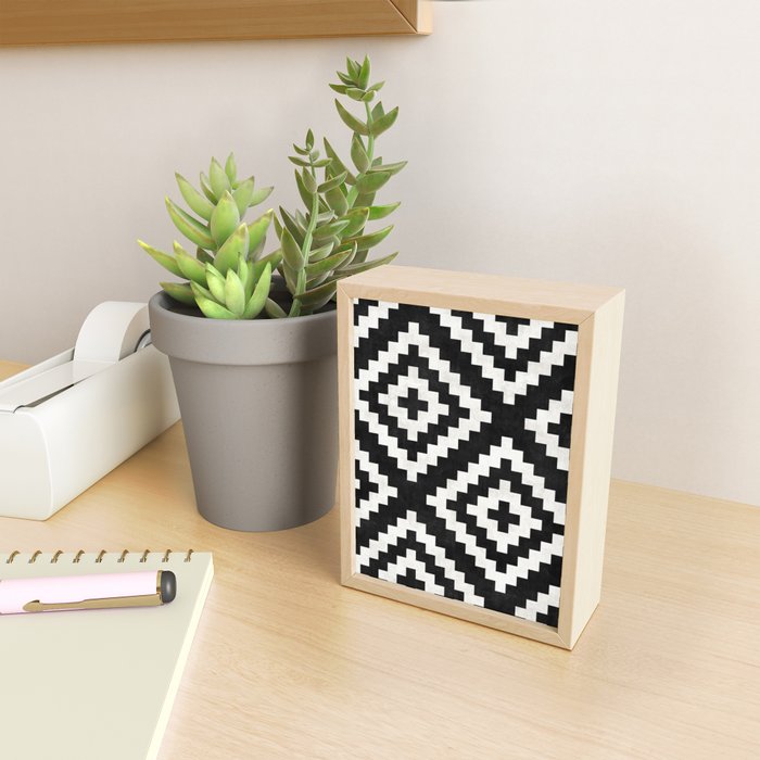 Urban Tribal Pattern No.17 - Aztec - Black and White Concrete Mini Art Print Gallery Image 2