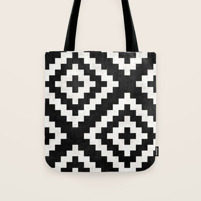 Urban Tribal Pattern No.17 - Aztec - Black and White Concrete Tote Bag Gallery Image 1