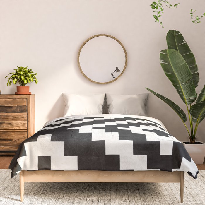 Urban Tribal Pattern No.17 - Aztec - Black and White Concrete Comforter Gallery Image 3