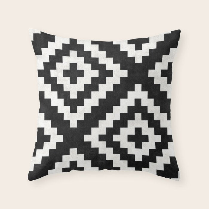 Urban Tribal Pattern No.17 - Aztec - Black and White Concrete Throw Pillow Gallery Image 6