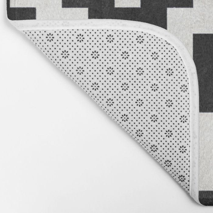 Urban Tribal Pattern No.17 - Aztec - Black and White Concrete Bath Mat Gallery Image 2